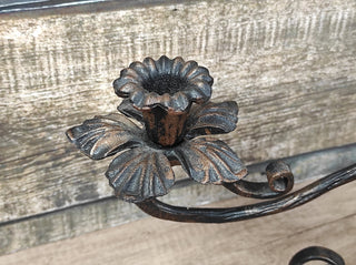 Handmade Forged Iron Rose Candlestick: Metal Flower Sculpture