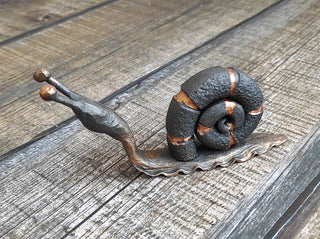 Handmade Forged Iron Snail Sculpture: Metal Animal Art Decor