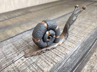 Handmade Forged Iron Snail Sculpture: Metal Animal Art Decor