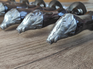 Hand Forged Grill Skewer Set: Stainless Steel with Boar Head Handle