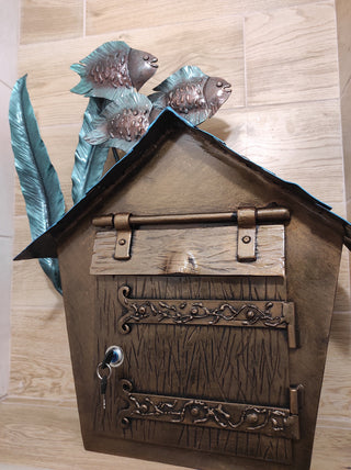 Hand Forged Fish Wall Mount Mailbox: Custom Iron Mailbox