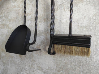 Hand Forged Fireplace Tool Set: 4-Piece Iron Fire Tools