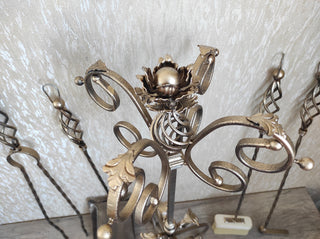 Hand Forged Fireplace Tools Set: 4 Piece Iron Fireside Accessories