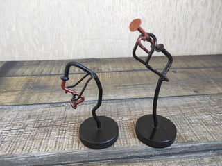 Handmade Wrought Iron Musician Sculpture Set: Saxophone & Trumpet