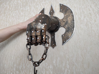 Medieval Knight Hand Wall Bracket: Metal Home Decor