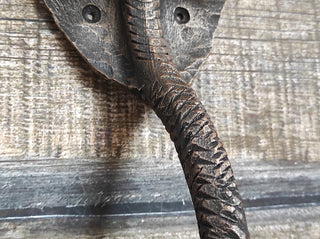 Hand Forged Cobra Door Handle: Wrought Iron Snake Pull
