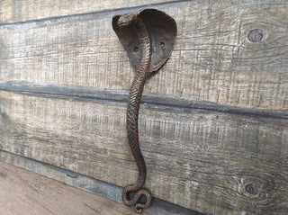 Hand Forged Cobra Door Handle: Wrought Iron Snake Pull