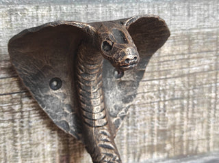 Hand Forged Cobra Door Handle: Wrought Iron Snake Pull