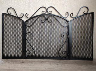 Handmade Metal Fireplace Screen: Folding Fire Shield, Fireplace Decor
