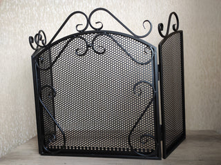 Handmade Metal Fireplace Screen: Folding Fire Shield, Fireplace Decor
