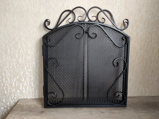 Handmade Metal Fireplace Screen: Folding Fire Shield, Fireplace Decor