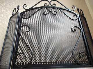 Handmade Metal Fireplace Screen: Folding Fire Shield, Fireplace Decor