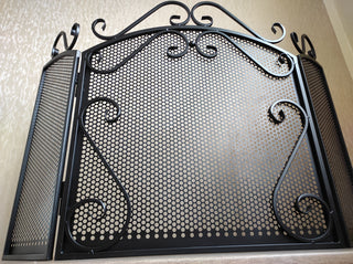 Handmade Metal Fireplace Screen: Folding Fire Shield, Fireplace Decor