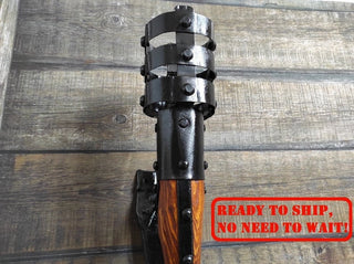 Hand Forged Wrought Iron Wall Sconce: Medieval Viking Torch Lantern