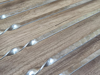 Hand Forged Grill Skewer Set: Stainless Steel with Boar Head Handle
