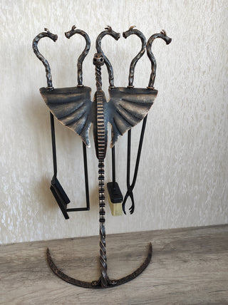 Fireplace set, Fireplace poker, Fireplace Tongs, Shovel, Broom, Hand Forged, Fireplace Gift, Fireplace Tool, Fire Poker,