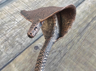 Hand Forged Cobra Fireplace Poker: Iron Camping Cookware