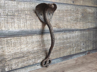 Hand Forged Cobra Door Handle: Wrought Iron Snake Pull