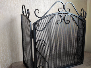 Handmade Metal Fireplace Screen: Folding Fire Shield, Fireplace Decor