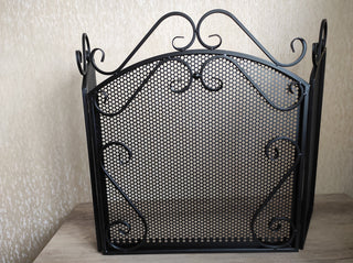 Handmade Metal Fireplace Screen: Folding Fire Shield, Fireplace Decor