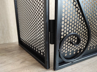 Handmade Metal Fireplace Screen: Folding Fire Shield, Fireplace Decor