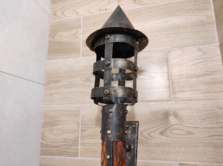 Handmade Forged Iron Wall Sconce Torch: Medieval Viking Lantern