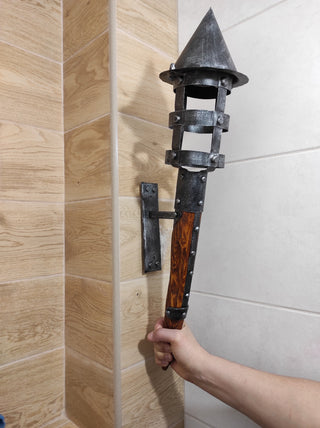Handmade Forged Viking Torch Sconce: Medieval Wall Lantern