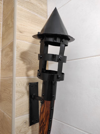 Handmade Wrought Iron Wall Sconce: Medieval Viking Torch Lantern