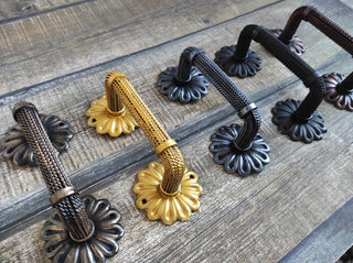 Hand Forged Wrought Iron Door Handle: Rustic Medieval Decor