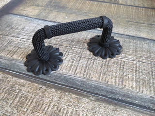 Hand Forged Wrought Iron Door Handle: Rustic Medieval Decor
