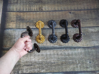 Hand Forged Wrought Iron Door Handle: Rustic Medieval Decor