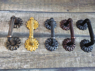 Hand Forged Wrought Iron Door Handle: Rustic Medieval Decor