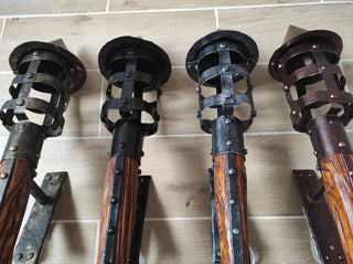 Handmade Wrought Iron Viking Torch Sconce: Medieval Wall Lantern