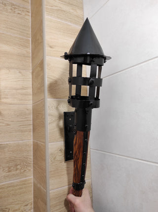 Handmade Wrought Iron Viking Torch Sconce: Medieval Wall Lantern