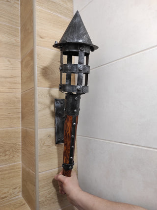 Handmade Wrought Iron Viking Torch Sconce: Medieval Wall Lantern
