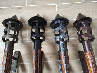 Handmade Wrought Iron Viking Torch Sconce: Medieval Wall Lantern