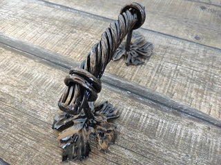 Hand Forged Iron Door Handle: Barn Door Decor (10")