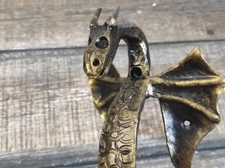 Hand Forged Dragon Door Handle: Wrought Iron Barn Decor