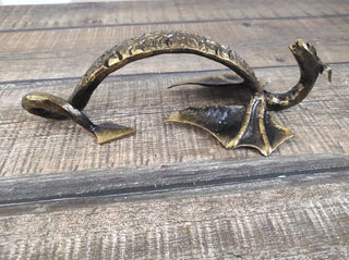 Hand Forged Dragon Door Handle: Wrought Iron Barn Decor