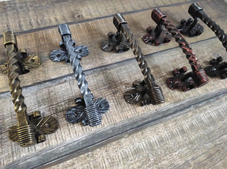 Hand Forged Metal Door Handle: Rustic Twisted Iron Hardware