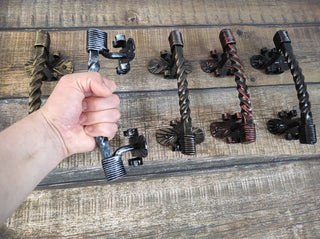 Hand Forged Metal Door Handle: Rustic Twisted Iron Hardware
