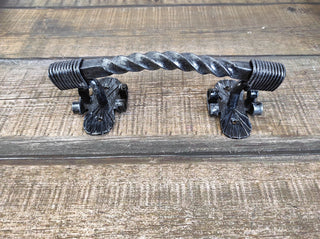 Hand Forged Metal Door Handle: Rustic Twisted Iron Hardware
