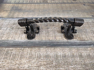 Hand Forged Metal Door Handle: Rustic Twisted Iron Hardware