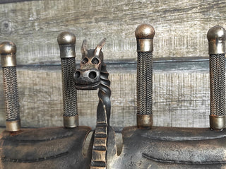 Forged Fireplace Tools Set: Dragon Wings Stand, Hand Forged