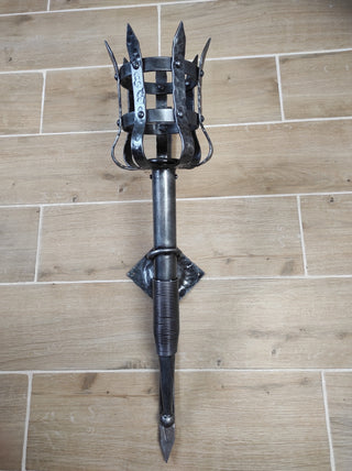 Hand Forged Wrought Iron Wall Sconce: Medieval Viking Torch Lantern