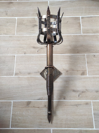 Hand Forged Wrought Iron Wall Sconce: Medieval Viking Torch Lantern