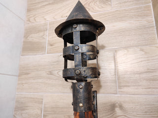 Handmade Forged Iron Wall Sconce Torch: Medieval Viking Lantern