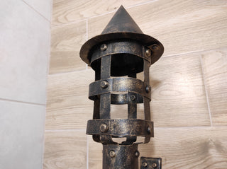 Handmade Forged Iron Wall Sconce Torch: Medieval Viking Lantern