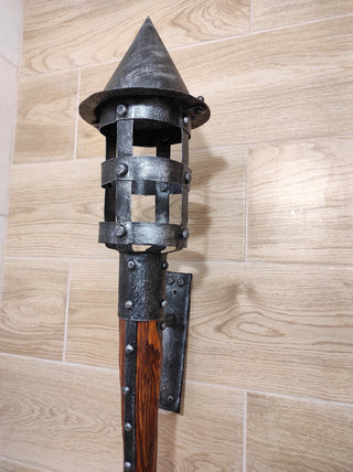 Handmade Forged Viking Torch Sconce: Medieval Wall Lantern