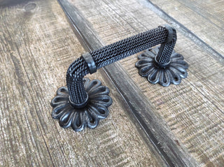 Hand Forged Wrought Iron Door Handle: Rustic Medieval Decor